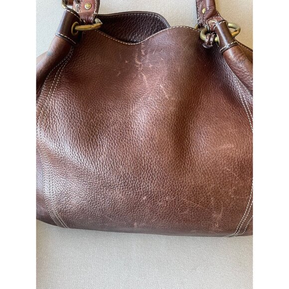 Fossil leather shoulder bag. Tear in liner - Picture 6 of 16
